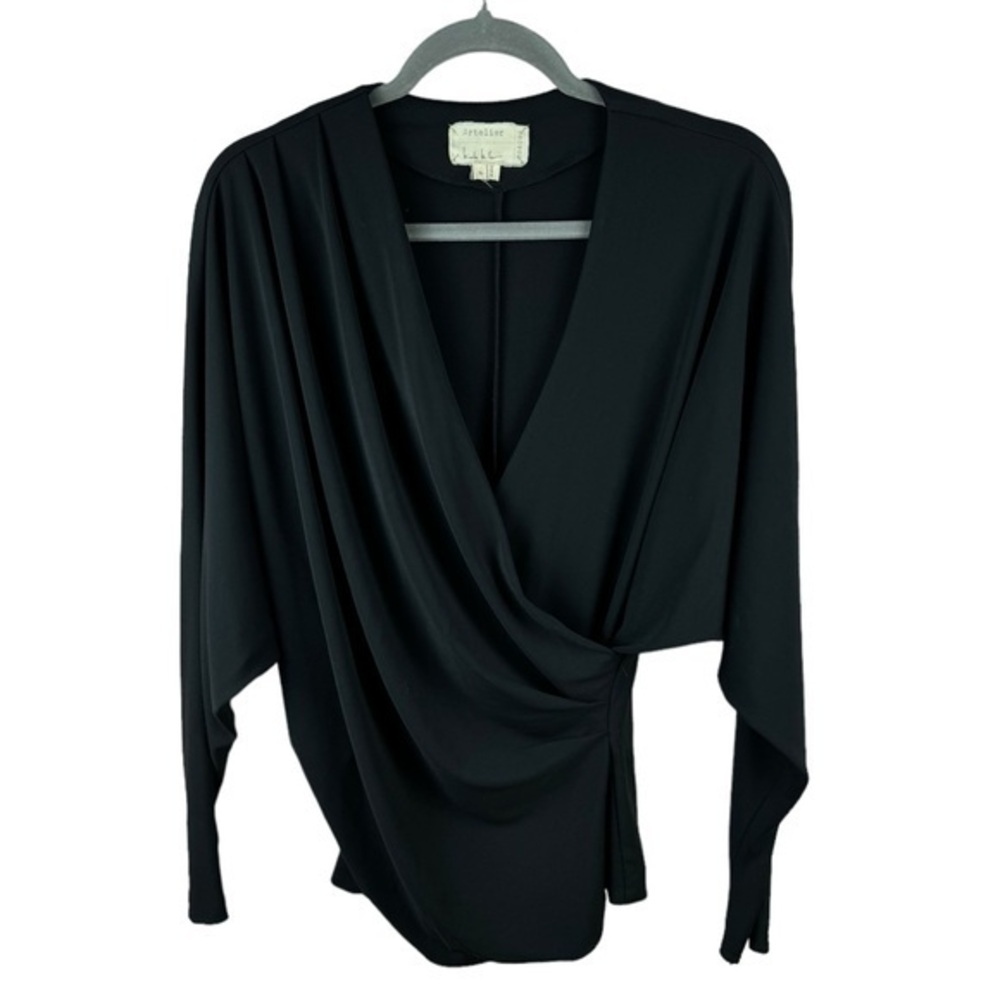 Nicole Miller Artelier women’s Black surplice dolman Long Sleeve Top size M
